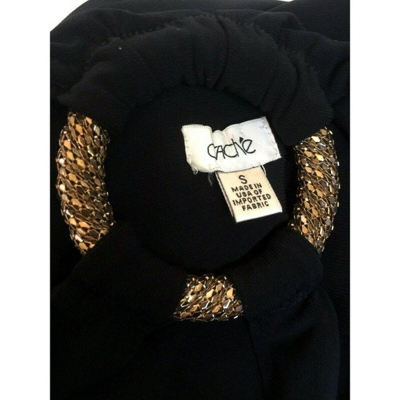 Cache Dress Fitted Draped Neck Black Mini Sheath Lined O Ring back S Jer… - Picture 5 of 5